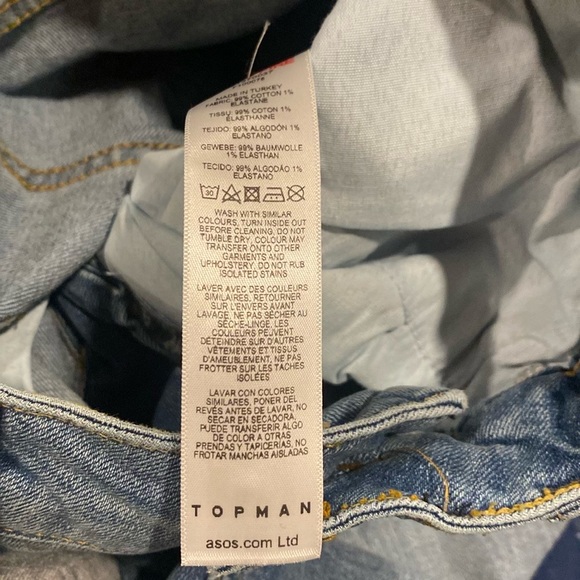 Topman tapered Men’s medium wash button fly jeans size 28 X 32 NWT - Picture 9 of 9